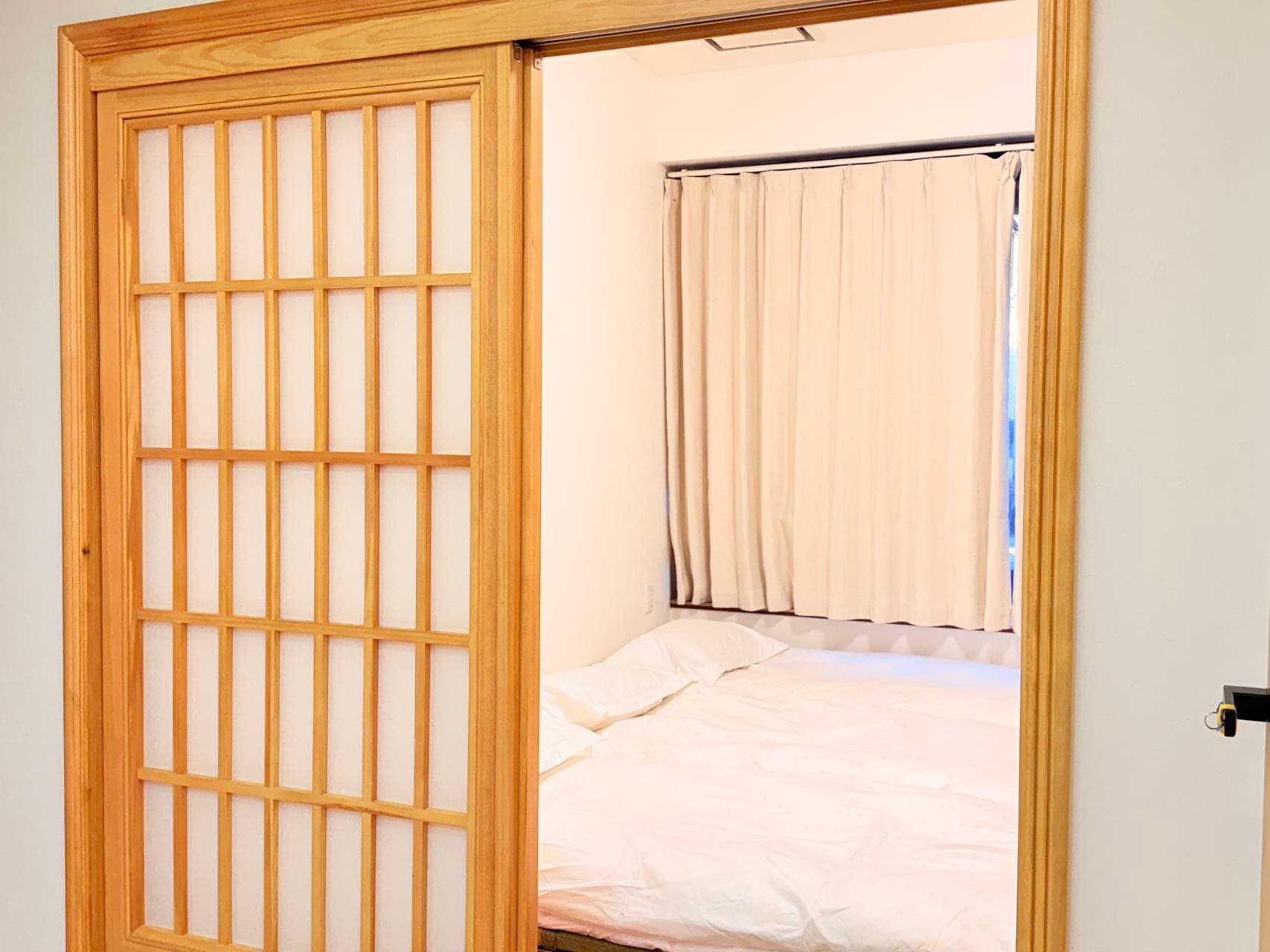 Bedroom entry with shoji-style door