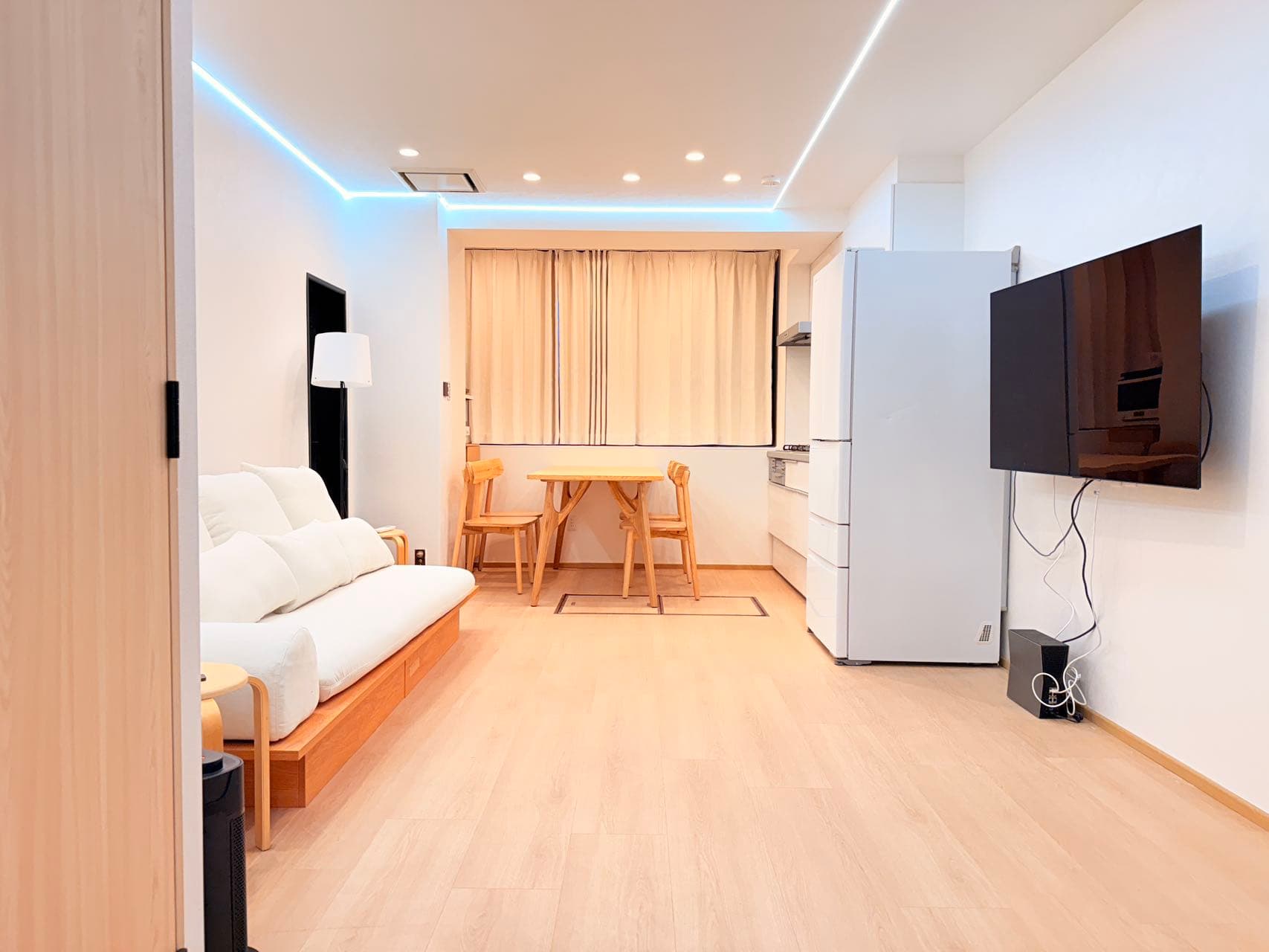 Wide living and dining room view